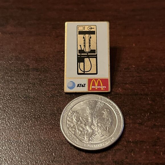 McDonald’s AT&T Pay Phone Employee Lapel Hat Pin - Picture 2 of 3